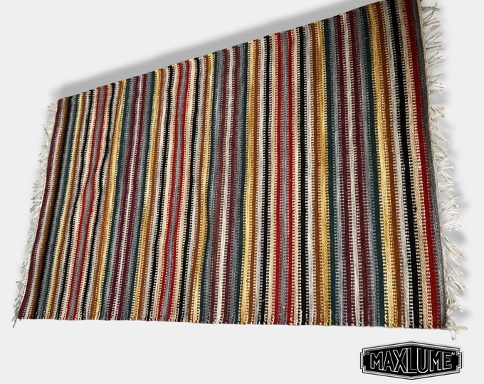 Hand Knotted Reversible Flat Weave Pure Wool Colourful Kilim Woollen Rug 3ft x 5ft