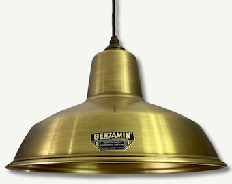 Filby ~ Antique Brass Lampshade Pendant Ceiling Light ~ 12.5 Inch