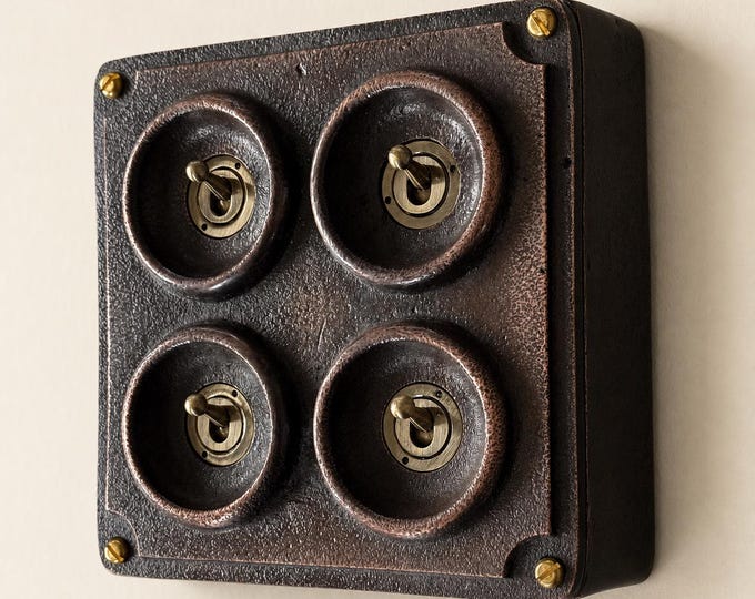 4 Gang 2 Way Antique Copper Metal Surface Mounting Conduit Light Switch