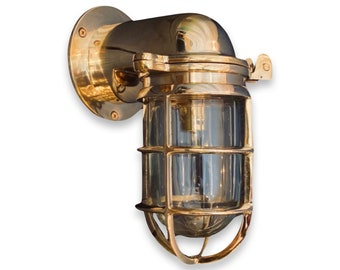 Happisburgh ~ Bulkhead Outdoor & Bathroom Sconce Wall Light Solid Brass | 10 Inch