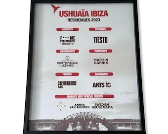 Ushuaia ~ Genuine Official Ibiza Framed Dj Artwork Travel Poster | Luxury Black Frame