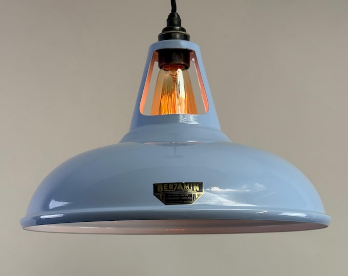 Cawston XL - Sky Blue Slotted Lampshade Pendant Set Light *Factory Second* - 14 Inch