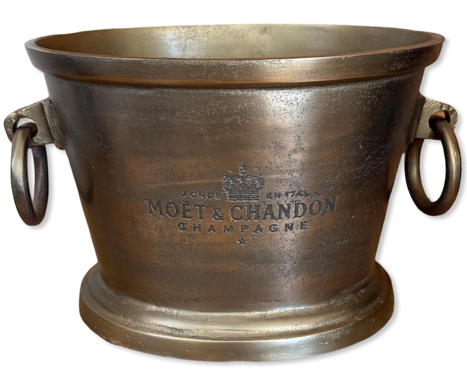 Moët & Chandon Antique Brass Great Gatsby ~ Solid Cast Engraved Champagne Ice Bucket | Wine Cooler