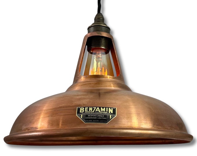 Cawston - Antique Copper Slotted Lampshade Pendant Ceiling Light - 11 Inch