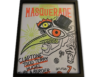 Masquerade ~ Genuine Official Pacha Ibiza Framed Dj Artwork Travel Poster | Luxury Black Frame