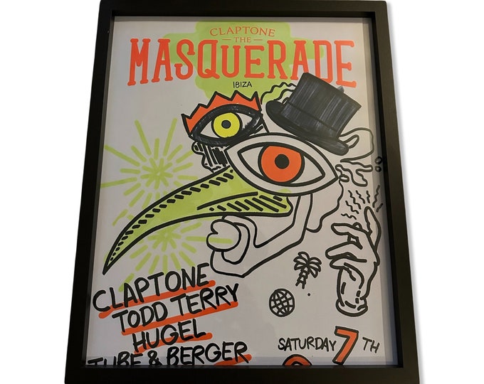 Masquerade ~ Genuine Official Pacha Ibiza Framed Dj Artwork Travel Poster | Luxury Black Frame