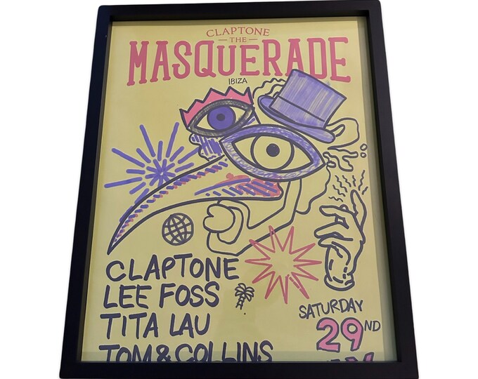 Masquerade ~ Genuine Official Pacha Ibiza Framed Dj Artwork Travel Poster | Luxury Black Frame