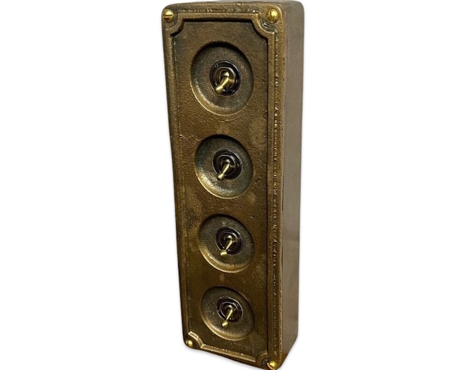 4 Gang 2 Way Solid Cast Bronze Metal Surface Mounting Conduit Light Switch Industrial - BS EN Approved Vintage Britmac Style