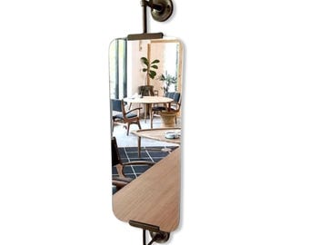 Antique Brass Portrait Mirror Handmade Swivel Wall Glass Mirror