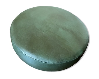 New Genuine Leather Vintage Green Bar Stool Top Handmade | Vintage Style | Replacement Seat 12 Inch