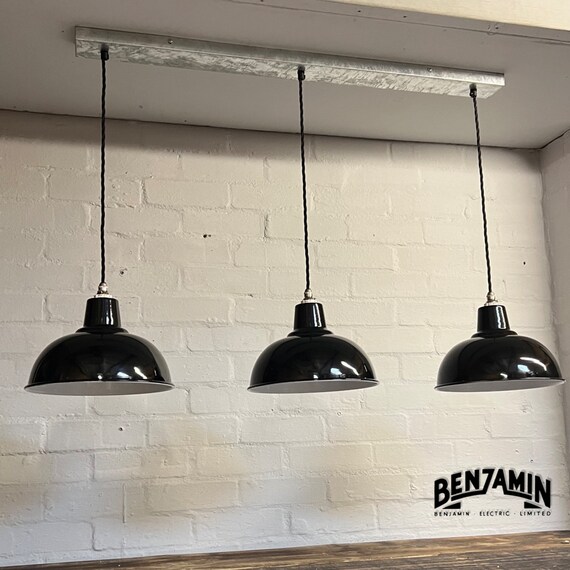 Salthouse 3 X Jet Black Shade Design Pendant Set Track Cluster