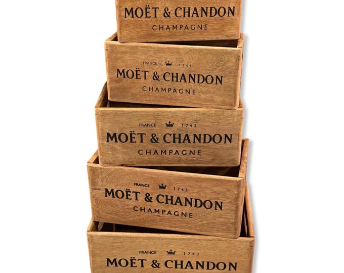 Storage Wooden Boxes Moët & Chandon Champagne Crates Natural Finish