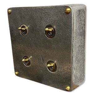 4 Gang 2 Way Solid Cast Metal Conduit Light Switch Industrial - BS EN Approved - Vintage Crabtree Style
