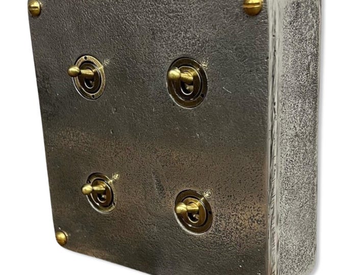 4 Gang 2 Way Solid Cast Metal Conduit Light Switch Industrial - BS EN Approved - Vintage Crabtree Style