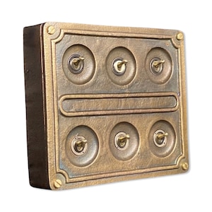 6 Gang 2-Wege Bronze Massiv Gussmetall Oberflächenmontage Rohrleier Lichtschalter Industriell - BS EN Approved Vintage Britmac Style