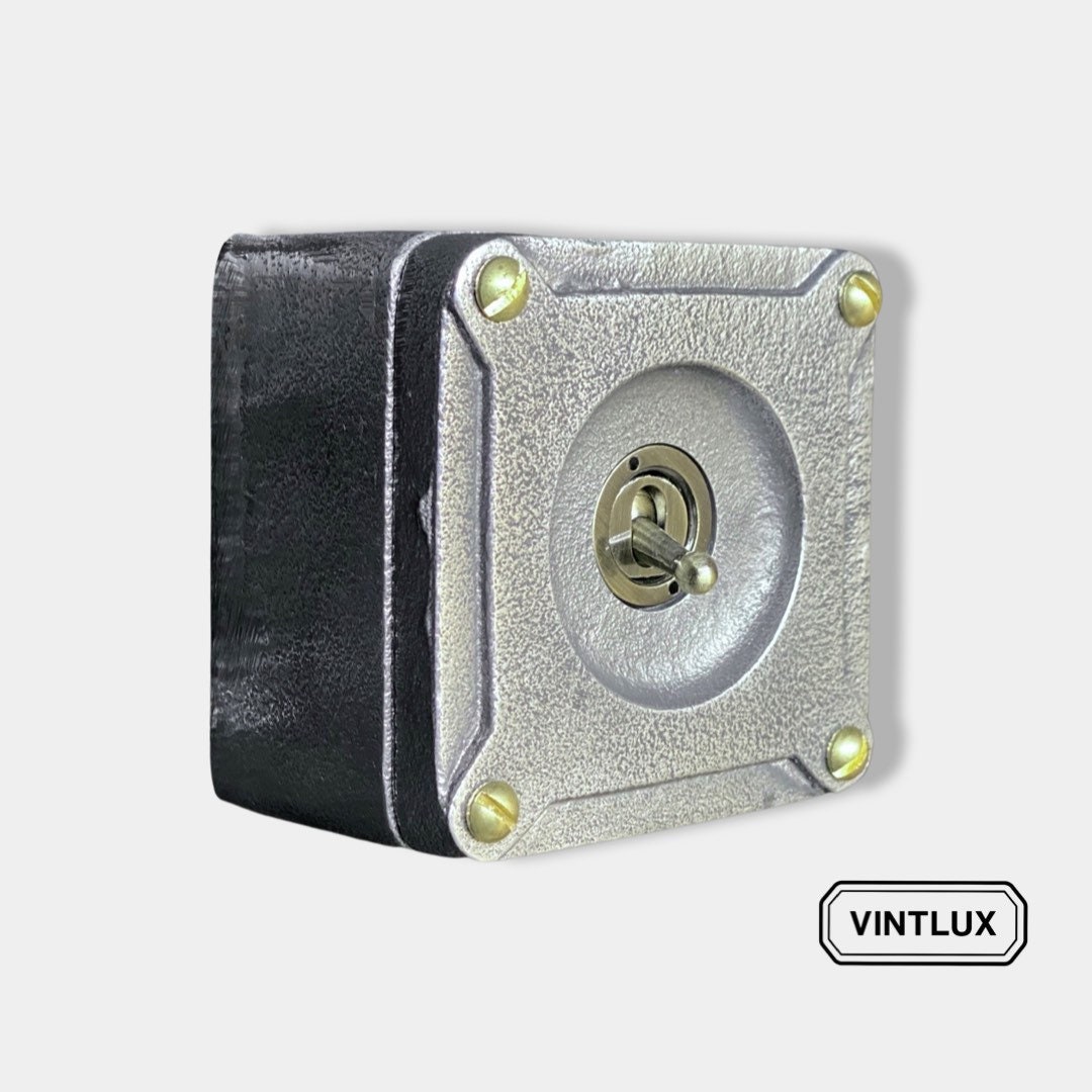 Single Gang 2 Way Conduit Light Switch Solid Cast Metal Industrial BS