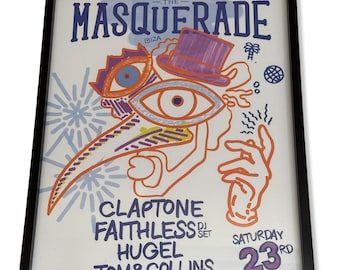 Masquerade ~ Genuine Official Pacha Ibiza Framed Dj Artwork Travel Poster | Luxury Black Frame