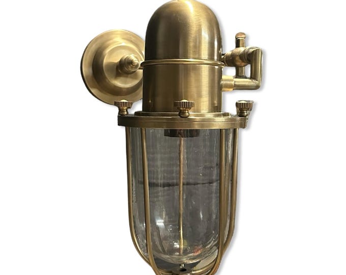 Caister ~ Bulkhead Outdoor & Bathroom Sconce Wall Light Solid Brass | 13.5 Inch