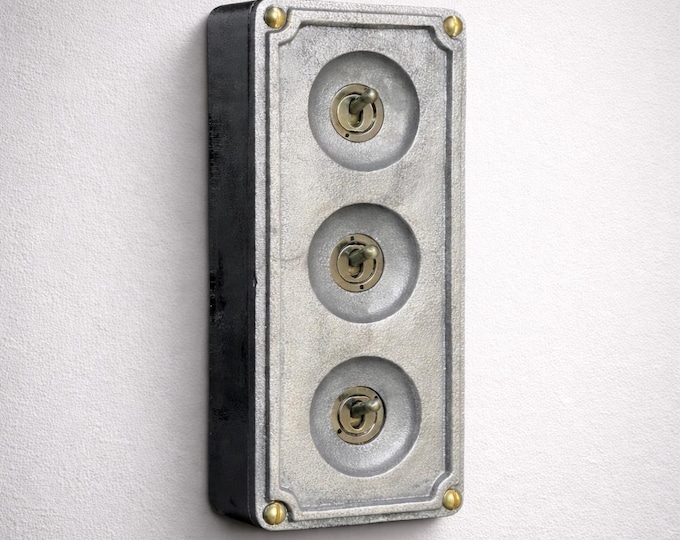 3 Gang 2 Way Solid Cast Metal Conduit Toggle Light Switch