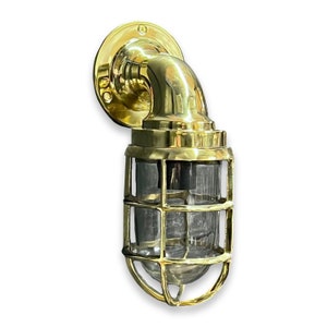 Beachamwell ~ Bulkhead Outdoor & Bathroom Wall Light | Solid Brass | 10.5 Inch