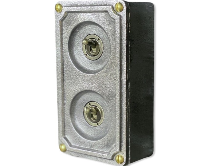 Double 2 Gang Solid Cast Metal Conduit Light Switch Industrial 2 Way - BS EN Approved Vintage Crabtree 1950’s Style