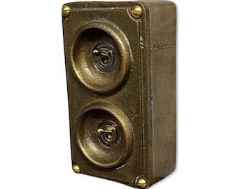 Double 2 Gang Solid Cast Bronze Metal Surface Mounting Conduit Light Switch Industrial 2 Way