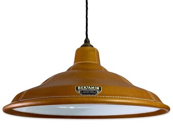 Bawsey ~ Genuine Leather Lampshade Pendant Ceiling Light ~ 16 Inch