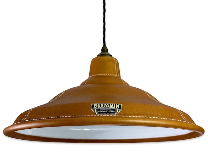 Bawsey ~ Genuine Leather Lampshade Pendant Ceiling Light ~ 16 Inch