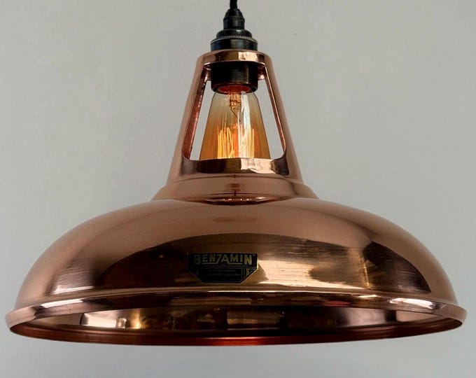 Cawston XL - Genuine Solid Copper Slotted Lampshade Pendant Set Light - 14 Inch