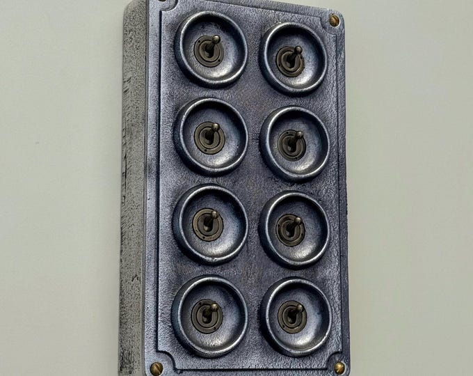 8 Gang 2 Way Toggle Light Switch | Cast Aluminium Surface Mounted