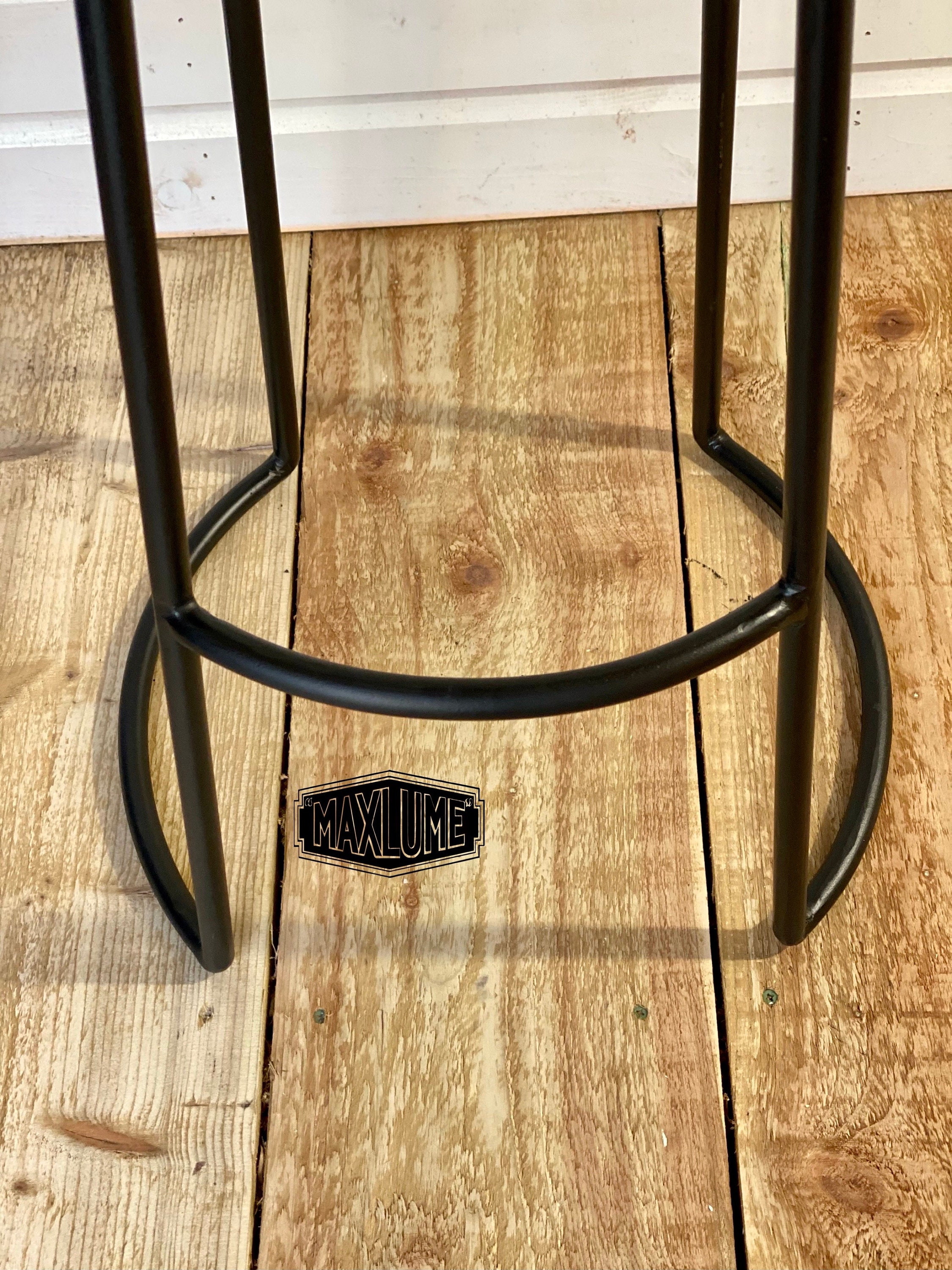 Solid Mango Short Wooden Top Bar Stool Vintage Style Floor Standing