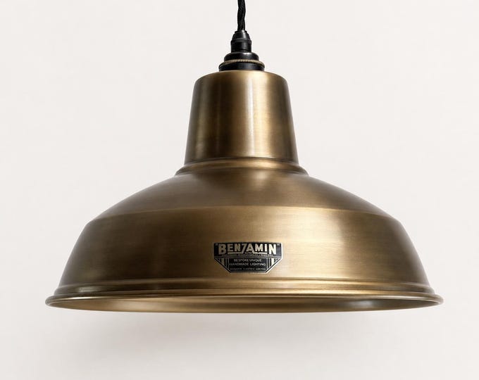 Filby Antique Brass RLM Lampshade Pendant Light - 12.5 Inch