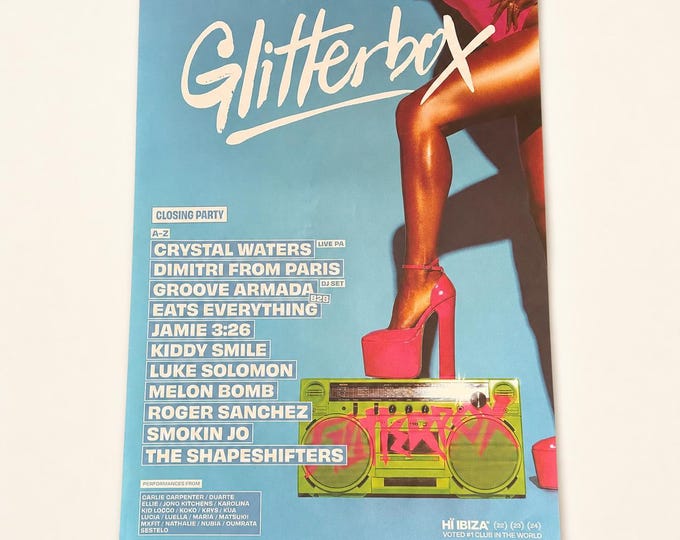 Rare Glitterbox Closing Party Genuine Hi Ibiza Dj Artwork | A2 Luxury Poster