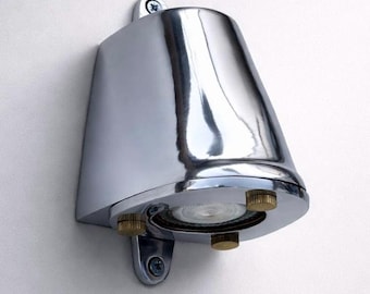 Holt - Polished Aluminium Mast Down Wall Light Mains LED Outdoor & Bathroom