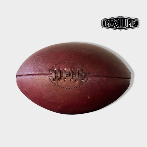 Ballon de rugby marron vintage en cuir véritable | Idée de cadeau d'anniversaire rétro