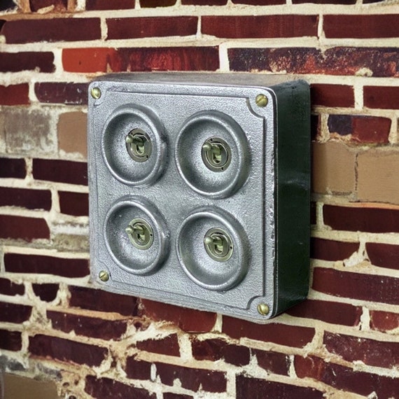 Prise d'interrupteur rétro de style industriel américain, plaque d' interrupteur à bascule en laiton en bois massif, antique