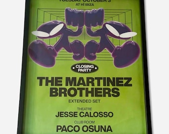 The Martinez Brothers Closing Party ~ Genuine Hi Ibiza Framed Dj Artwork | A3 Luxury Black Frame