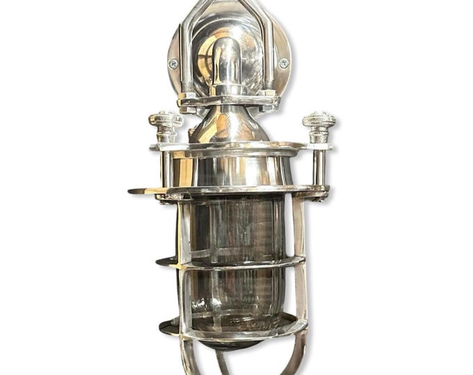 Kelling ~ Bulkhead Outdoor & Bathroom Sconce Wall Light Solid Polished Aluminium  |  11 Inch