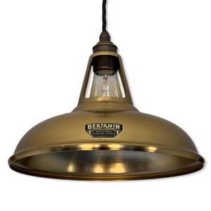 Cawston - Lampada a sospensione da soffitto con paralume scanalato in ottone spazzolato antico - 11 pollici