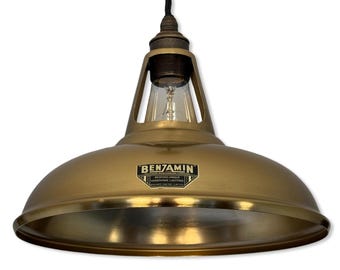 Cawston - Antique Brushed Brass Slotted Lampshade Pendant Ceiling Light - 11 Inch