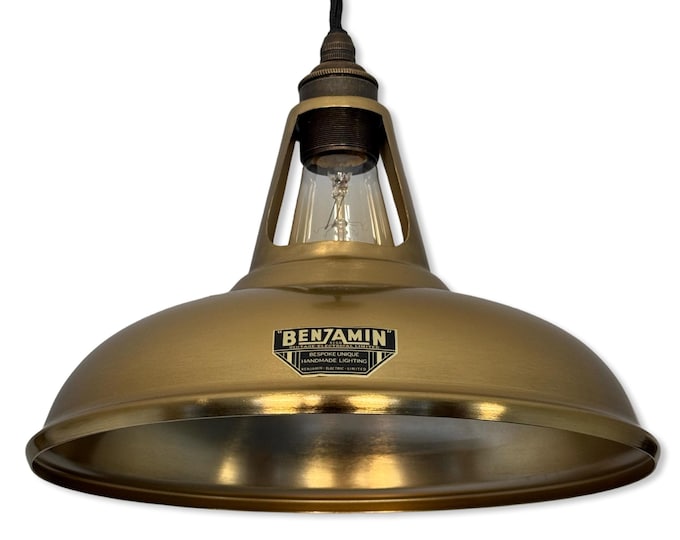 Cawston - Antique Brushed Brass Slotted Lampshade Pendant Ceiling Light - 11 Inch