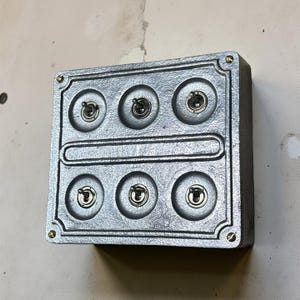 8 Gang 2 Way Solid Cast Metal Conduit Light Switch Industrial - Vintage Crabtree