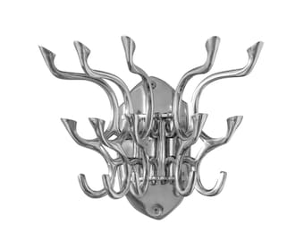 Metal Swivel Coat Rack | Polished Chrome | Rustic | Handmade | Vintage Style | Art Deco