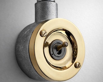 Single Gang Solid Brass Cast Conduit Metal Light Switch Industrial 2 Way - Vintage Crabtree Style