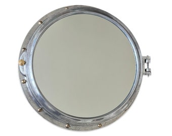 Oversized XL Porthole Mirror Solid Cast Nautical Industrial US Navy Deck Yacht Master by Maxlume  ~ 65cm