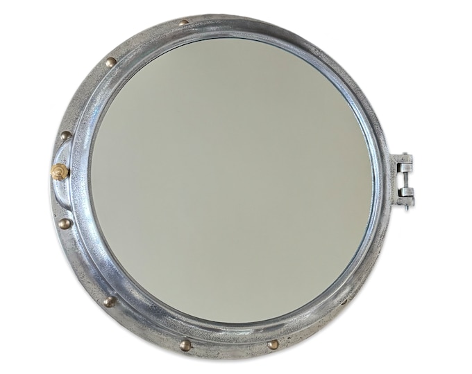 Oversized XL Porthole Mirror Solid Cast Nautical Industrial US Navy Deck Yacht Master by Maxlume  ~ 65cm