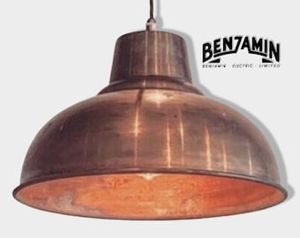 Salthouse XL ~ Copper Industrial Factory Shade | Ceiling Light | Dining Room | Kitchen Table | Vintage Filament Lamps Pendant 14.5 Inch