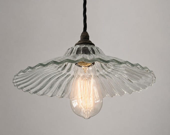 Lenwade Prismatic Glass Pendant Light | Vintage Railway Style