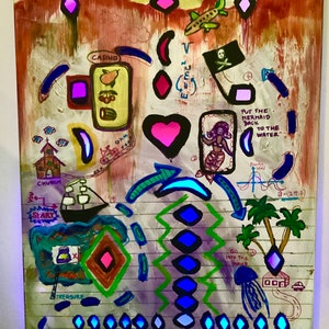 pintura del mapa del tesoro con iluminación