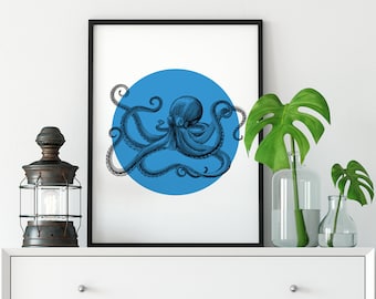 Octopus Print, Octopus Poster, Print, Poster, Wall Art, Home Decor, Poster Print, Wall Print, Nature Print